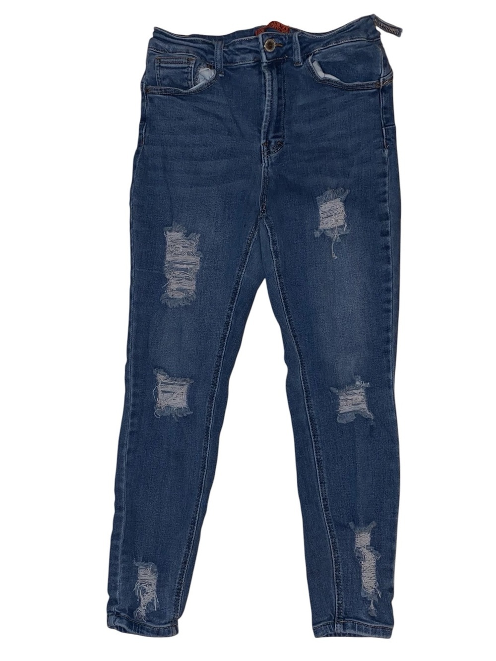WAX JEAN “BUTT, I LOVE YOU”Dark Blue Wash Skinny Jeans Distressed SZ 11/30